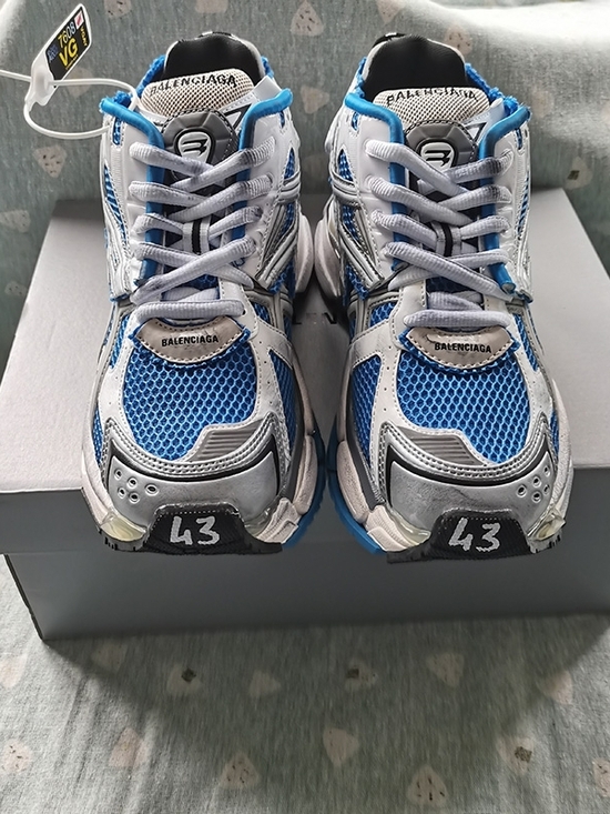 Balenciaga Other - Balenciaga Blue, White & Silver Runner Sneakers